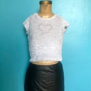 White furry crop top